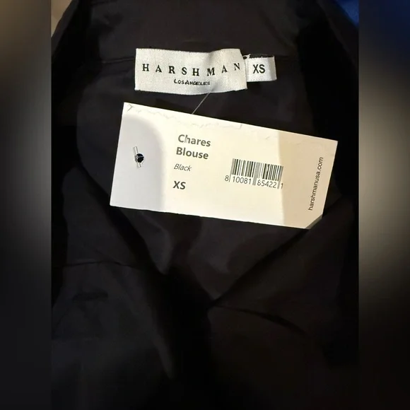 NWT - Harshman Chares Black Pleated Button-Down Blouse Size XS - Picture 6 of 7